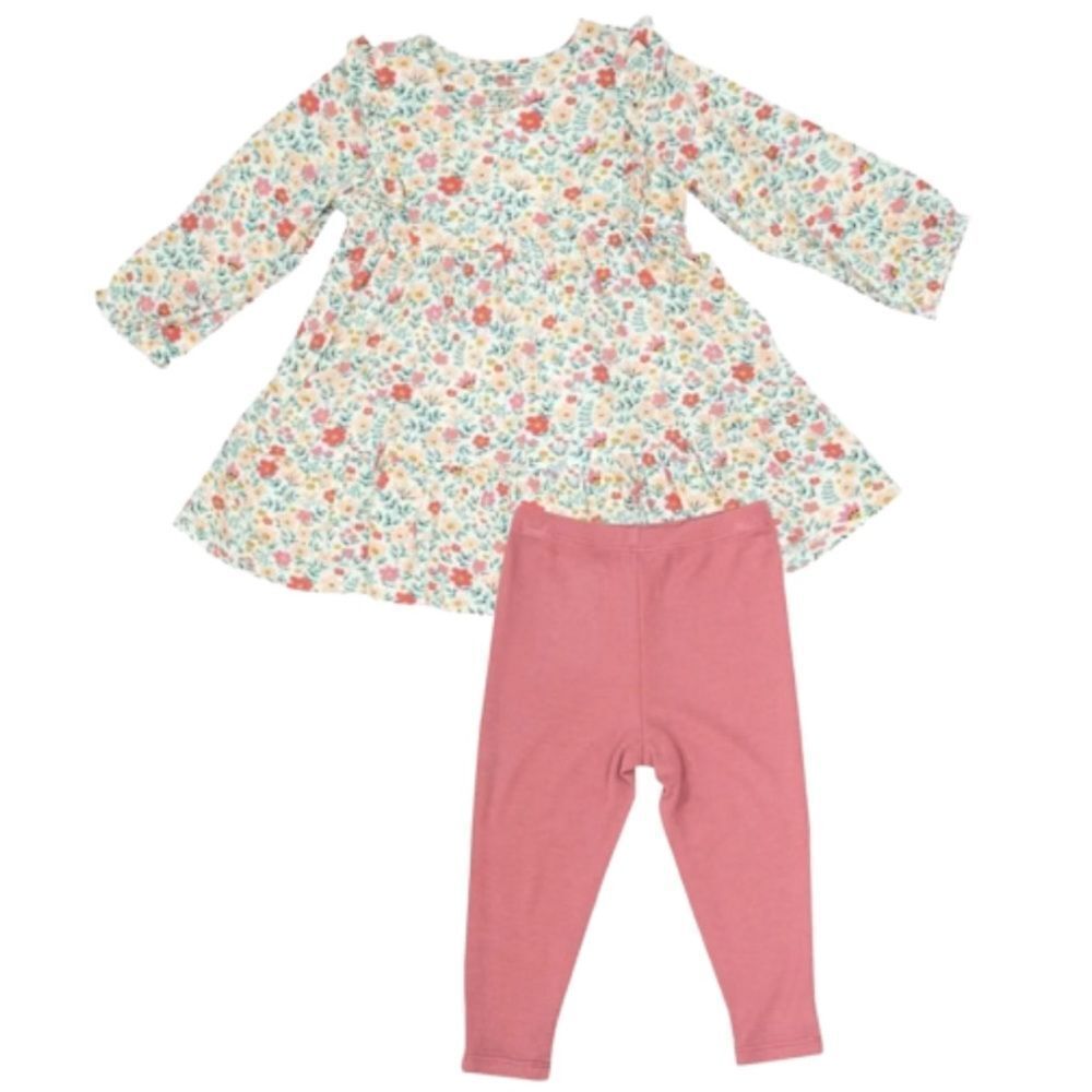 Angel Dear Ruffle Tiered Dress & Legging, Ruby’s Garden Ditsy Size 18-24 Mo NWT